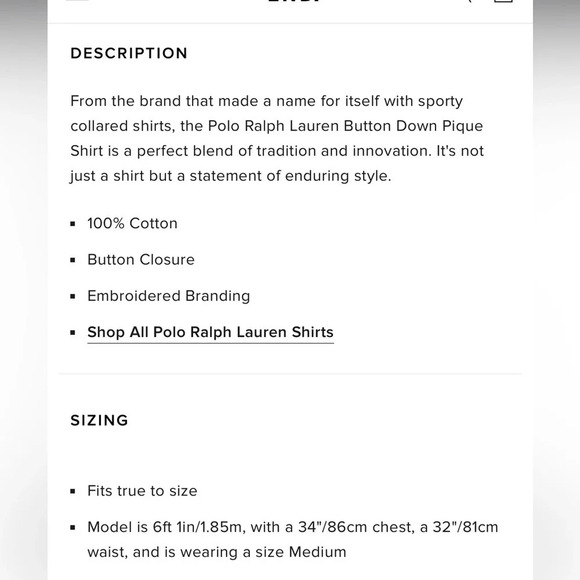 Polo Ralph Lauren size medium pique button down in excellent like-new co… - Picture 7 of 7